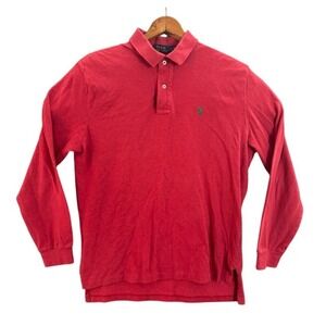 Polo Ralph Lauren Red Long Sleeve Polo Shirt Green Pony Logo Size L